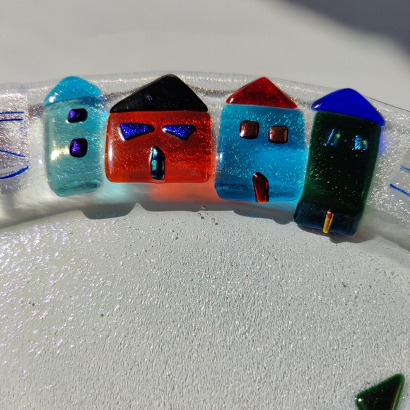 Fused Glass | oval Challah platter 15 inches long - Picture 6 of 16